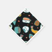 Schuif het fijne, naadloze sushi-patroon op zwart servetten (Hoek)