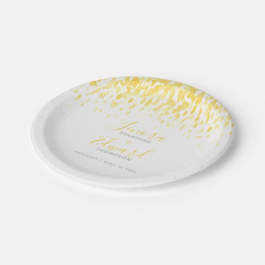 Schuif het geelgrijze huwelijk in cascade papieren bordje (Gekanteld)