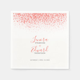 Schuif het levende koraalgrijze huwelijk in cascad servet