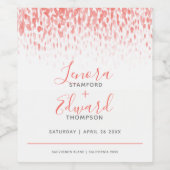 Schuif het levende koraalgrijze huwelijk in cascad wijn etiket (Enkel label)