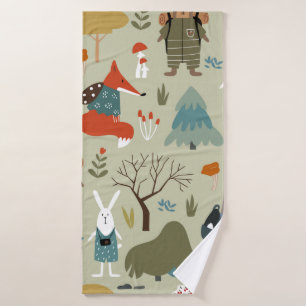 Schuif het naadloze patroon met taiga-dieren. badhanddoek