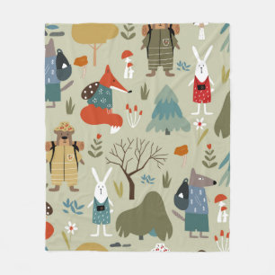 Schuif het naadloze patroon met taiga-dieren. fleece deken