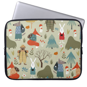 Schuif het naadloze patroon met taiga-dieren. laptop sleeve