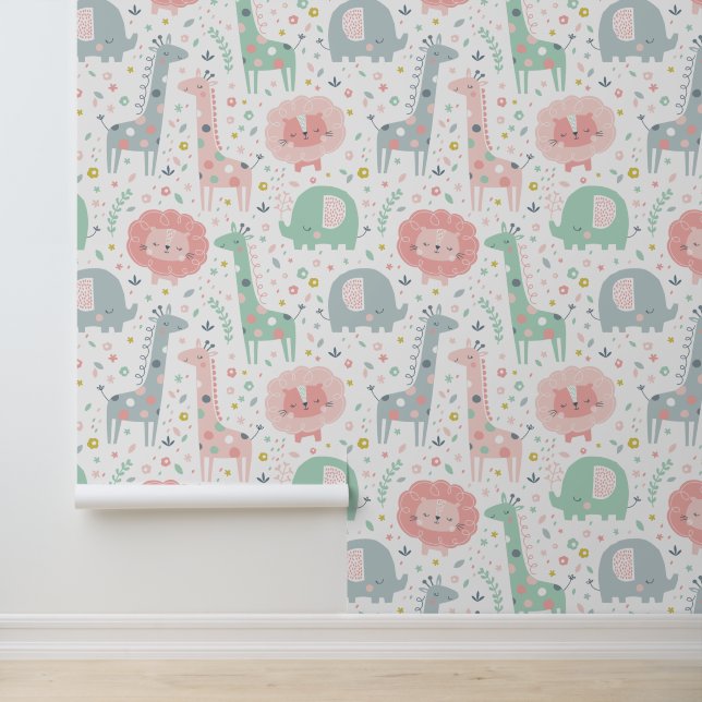 Schuif het oerwoud op wit behang (Applicatie)