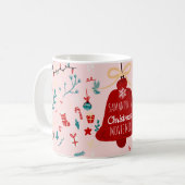 Schuif het roze illustratiepatroon van de mok van  (Voorkant links)