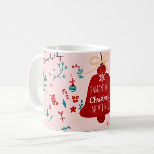 Schuif het roze illustratiepatroon van de mok van  (Voorkant links)