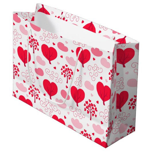 Schuif het Valentijnse boomvormig hartenpatroon Groot Cadeauzakje (Voorkant Gekanteld)