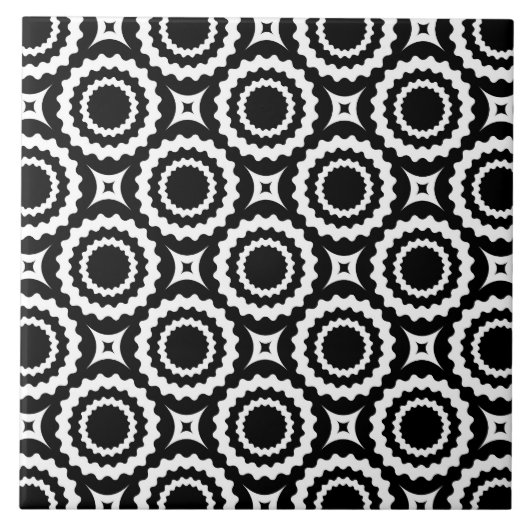 Schuif het zwarte witte zigzagpatroon tegeltje (Voorkant)