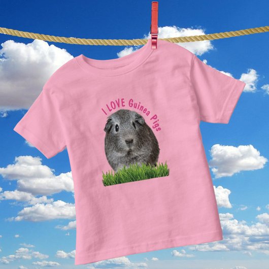 Schuif ik hou van het Guinee Pigs Roze aangepaste Kinder Shirts
