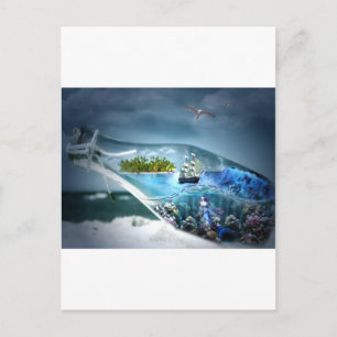 Schuif in een fles briefkaart