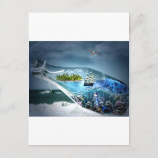 Schuif in een fles briefkaart