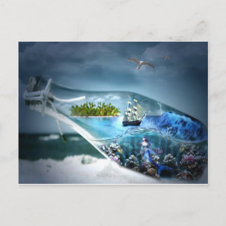 Schuif in een fles briefkaart