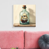 Schuif in een fles canvas afdruk (Insitu (Woonkamer))