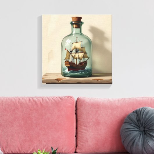 Schuif in een fles canvas afdruk (Insitu (Woonkamer))