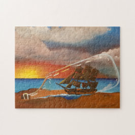Schuif in een fles legpuzzel