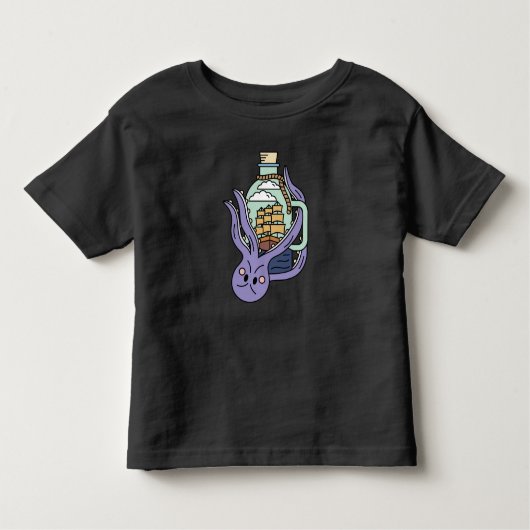 Schuif in een fles met octopus kinder shirts (Voorkant)