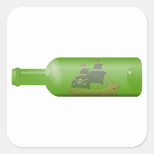 Schuif in een fles vierkante sticker (Voorkant)