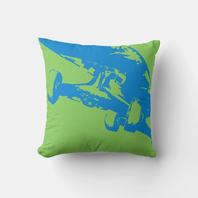 Schuif-it skateboard Pillow Grey Lt Blue Kussen (Voorkant)