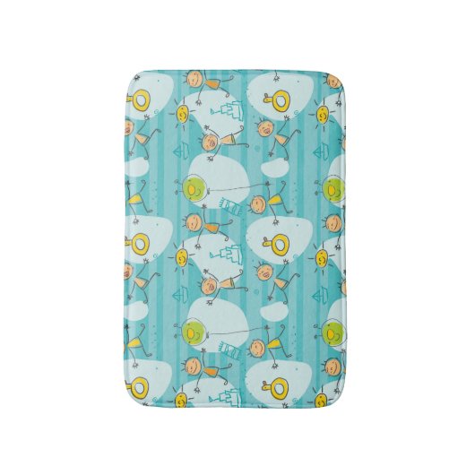 Schuif kinderen op het strandpatroon badmat (Voorkant Verticaal)