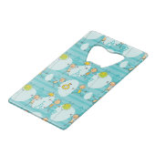 Schuif kinderen op het strandpatroon creditkaart flessenopener (Achterkant Gekanteld)