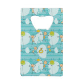 Schuif kinderen op het strandpatroon creditkaart flessenopener (Achterkant)