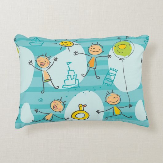 Schuif kinderen op het strandpatroon decoratief kussen (Voorkant)