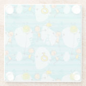 Schuif kinderen op het strandpatroon glazen onderzetter (Achterkant)