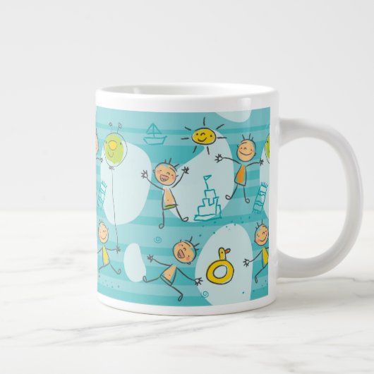 Schuif kinderen op het strandpatroon grote koffiekop (Rechts)
