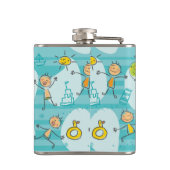 Schuif kinderen op het strandpatroon heupfles (Achterkant)