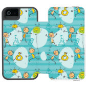 Schuif kinderen op het strandpatroon incipio iPhone portemonnee hoesje (Agenda Open)