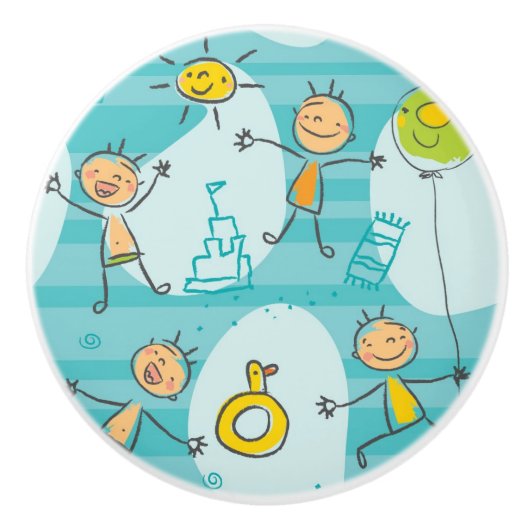 Schuif kinderen op het strandpatroon keramische knop (Voorkant)