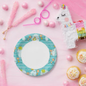 Schuif kinderen op het strandpatroon papieren bordje (Feest)