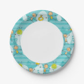 Schuif kinderen op het strandpatroon papieren bordje (Voorkant)