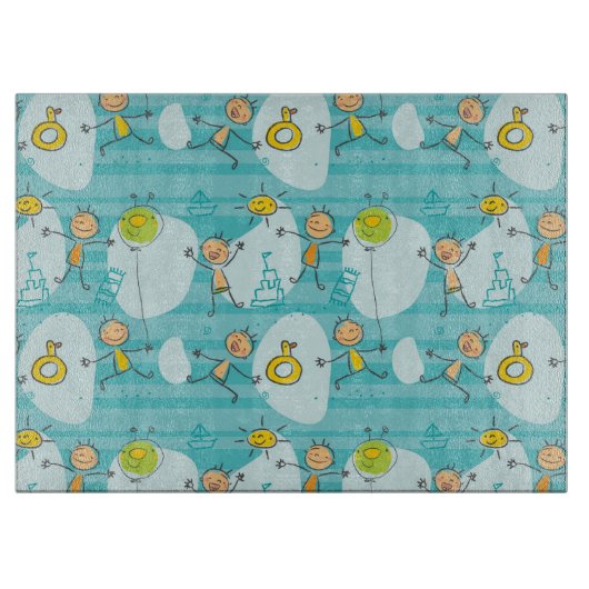 Schuif kinderen op het strandpatroon snijplank (Voorkant)