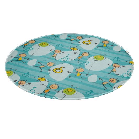 Schuif kinderen op het strandpatroon snijplank (Hoek)