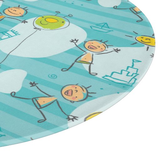 Schuif kinderen op het strandpatroon snijplank (Hoek)