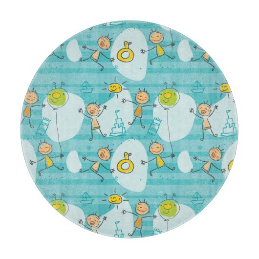 Schuif kinderen op het strandpatroon snijplank (Voorkant)