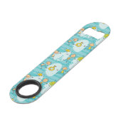 Schuif kinderen op het strandpatroon speed flessenopener (Voorkant Gekanteld)
