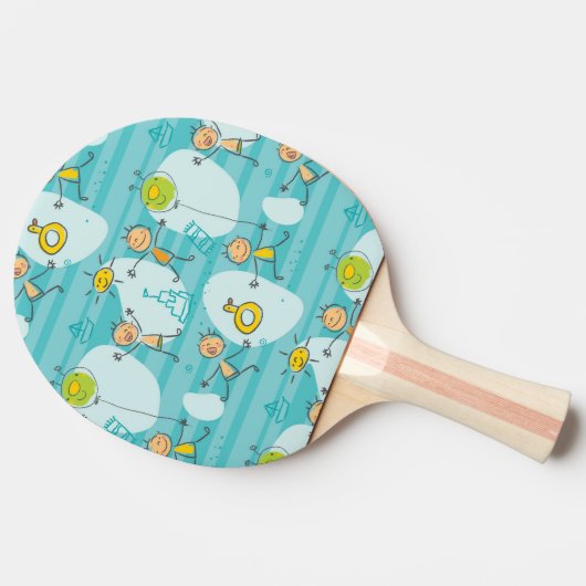 Schuif kinderen op het strandpatroon tafeltennisbatje (Zijkant)