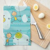 Schuif kinderen op het strandpatroon theedoek (Quarter Fold)