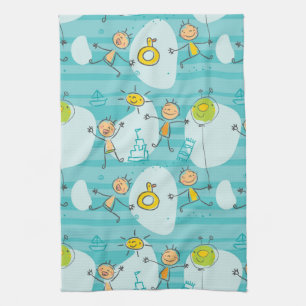 Schuif kinderen op het strandpatroon theedoek