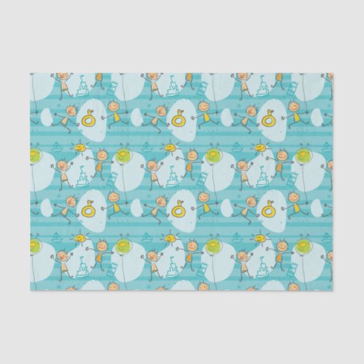 Schuif kinderen op het strandpatroon tissuepapier (Voorkant)