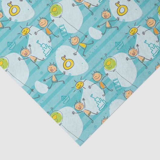 Schuif kinderen op het strandpatroon tissuepapier (Detail)