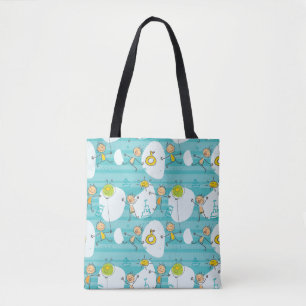 Schuif kinderen op het strandpatroon tote bag