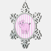 Schuif, kleine varkensstapel, Varkensgier, Roze Va Tin Sneeuwvlok Ornament (Rechts)
