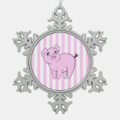 Schuif, kleine varkensstapel, Varkensgier, Roze Va Tin Sneeuwvlok Ornament (Voorkant)