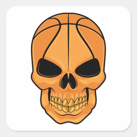 Schuif met Basketball Head Vierkante Sticker (Voorkant)