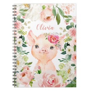 Schuif met Blush Pink Flowers Notitieboek