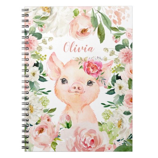 Schuif met Blush Pink Flowers Notitieboek (Voorkant)
