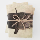 Schuif met bovenste  beige geitetextuur inpakpapier vel (In situ)